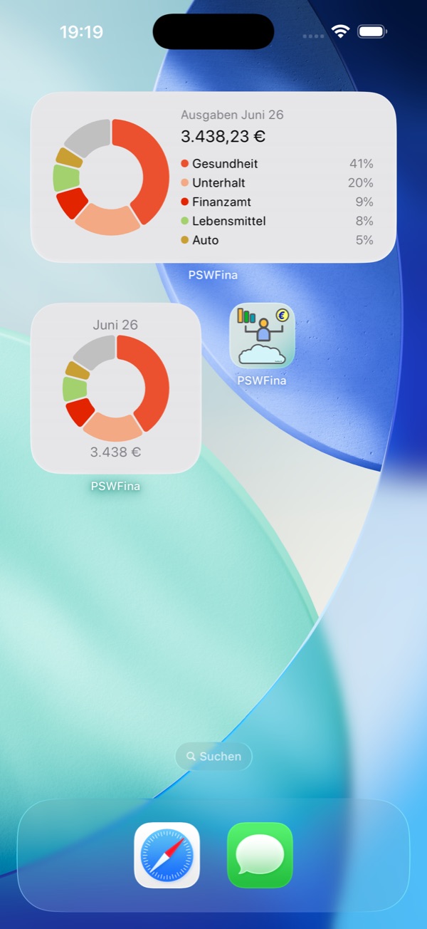 Widgets von PSWFina auf dem Home-Bildschirm
